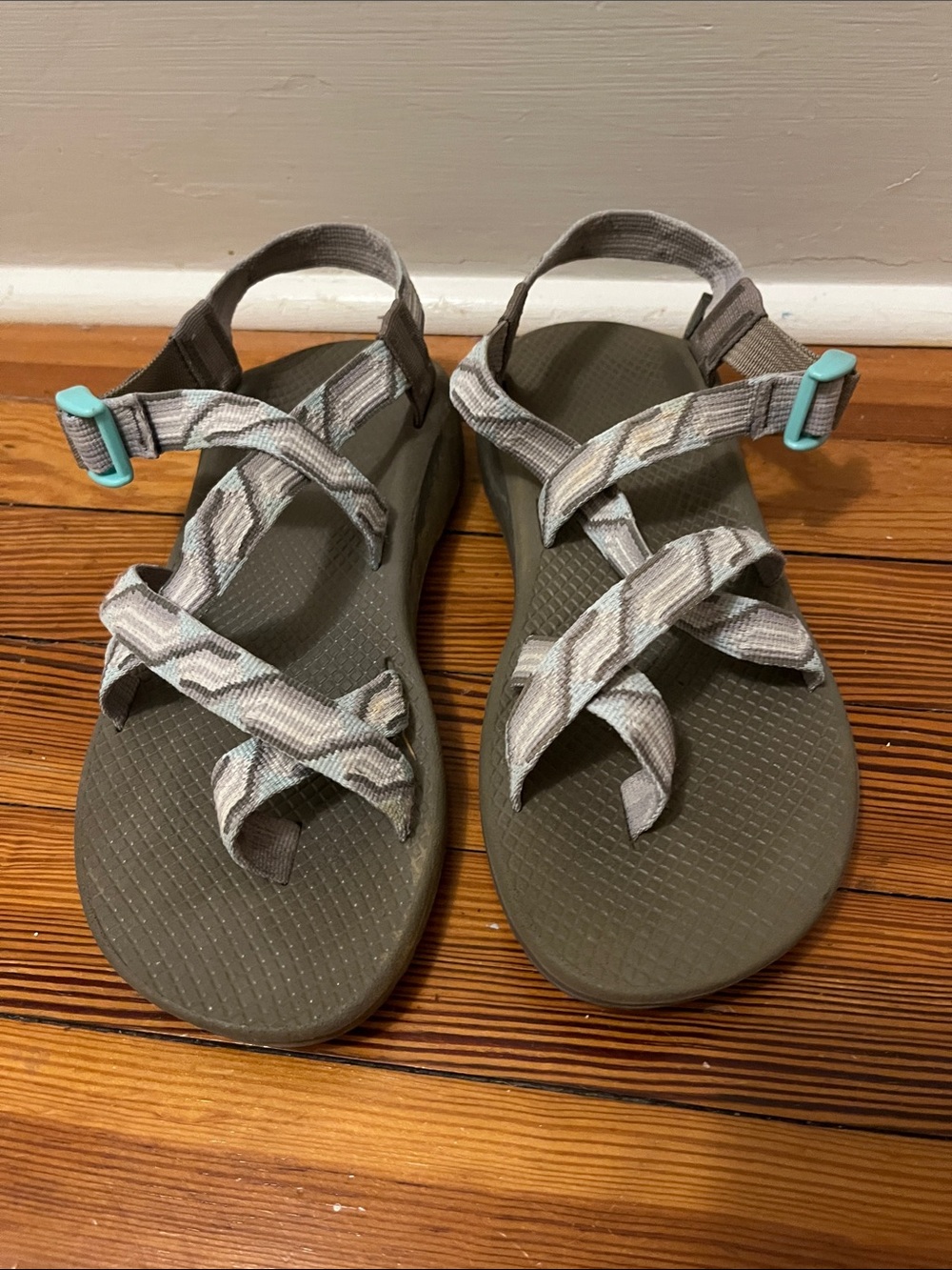 Adjustable Chaco Outdoor Sandals in Gray and Teal Accent